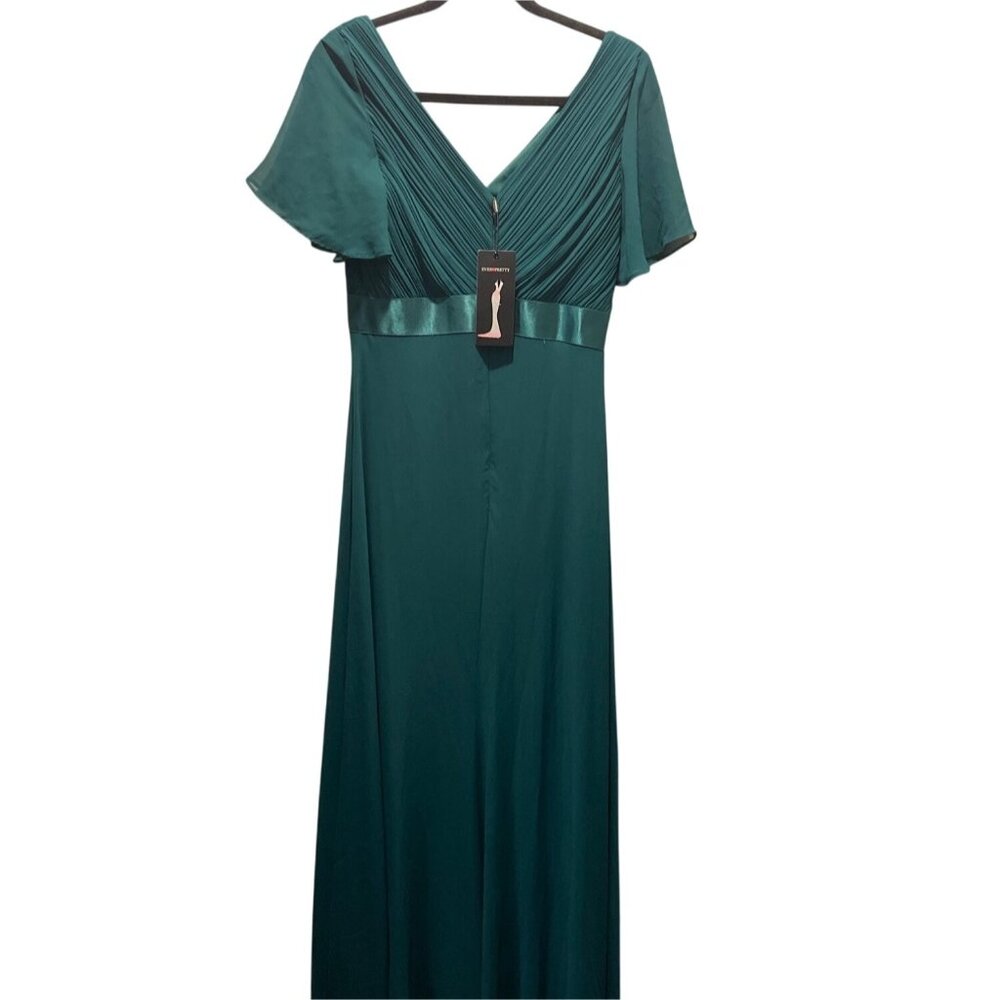 Ever-Pretty Chiffon Evening Dress Green V-Neck Prom Formal Gown Size M New - Picture 3 of 11